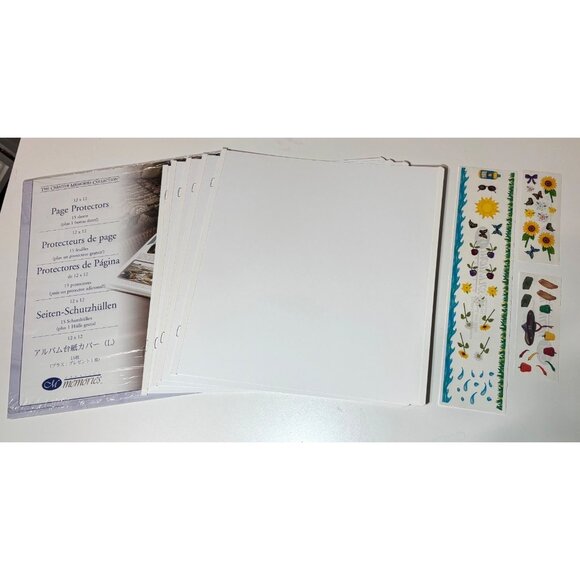 Creative Memories 12x12 Old style White Pages & Protectors (5) + Stickers - Picture 1 of 4